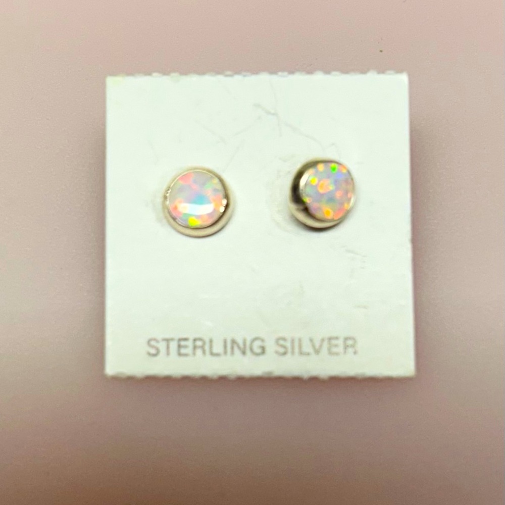 Sterling Silver Rainbow flaked Earrings